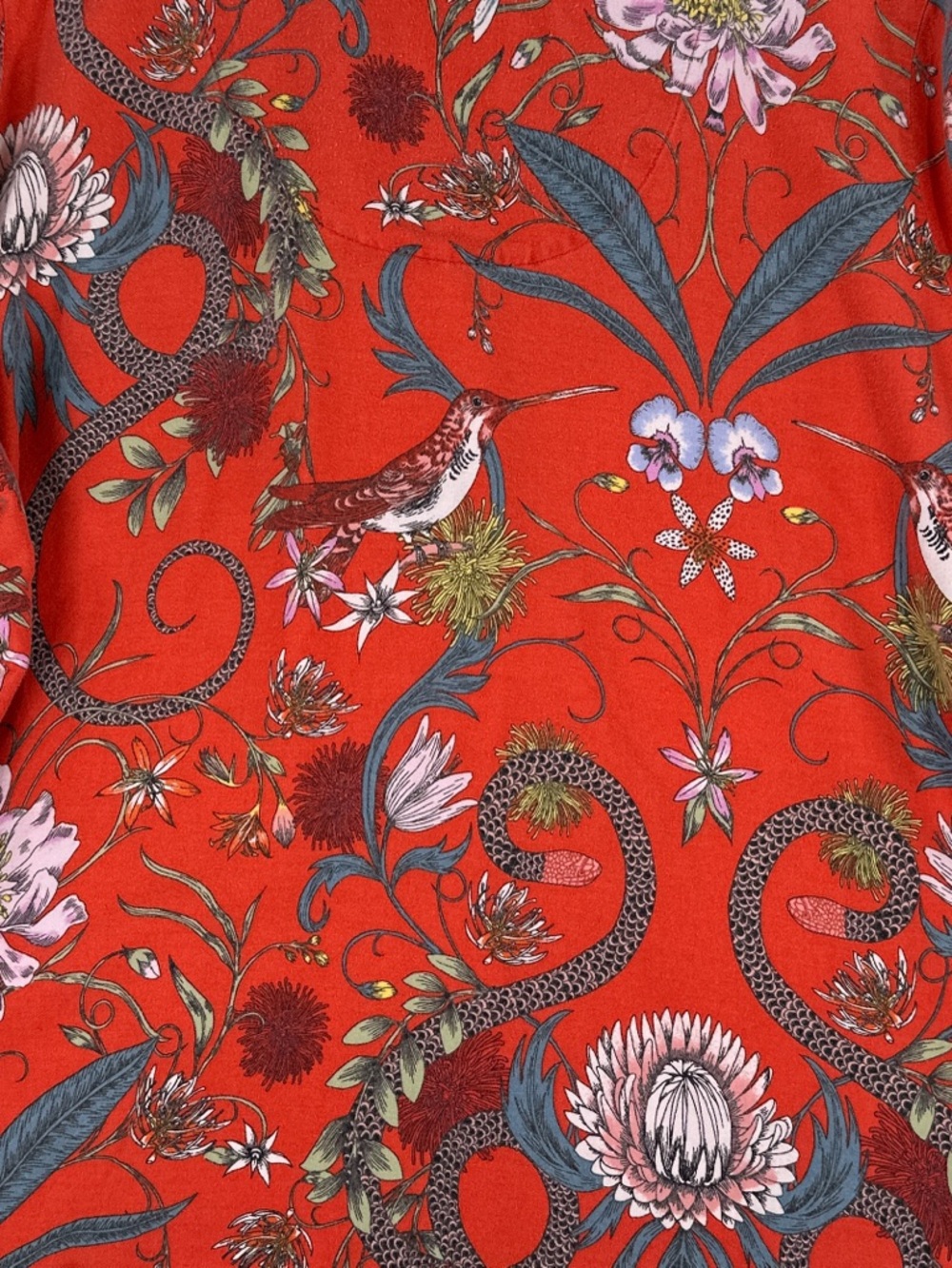 Anthropologie Victoria Garcia Pajama Set Wide Leg Floral Bird Red 1X - Picture 12 of 12